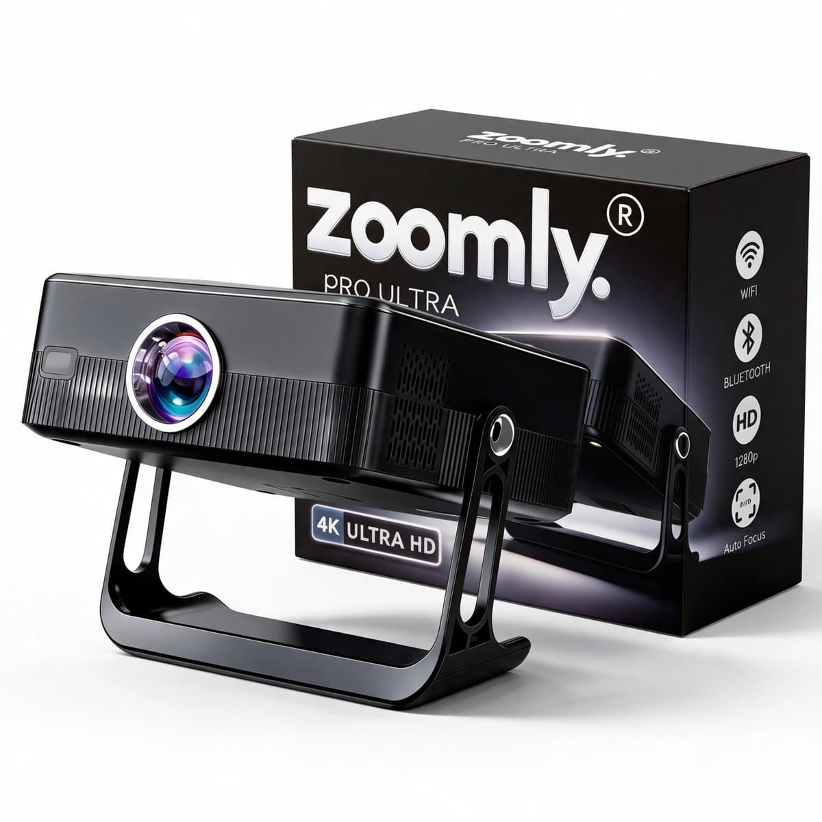 Zoomly® Pro Ultra Beamer – 900 ANSI Lumen – Native 2K – Thuisbioscoop Beamer met Android 14, WiFi 6 & Bluetooth 5.4 – Geschikt voor iOS & Android — afbeelding 1