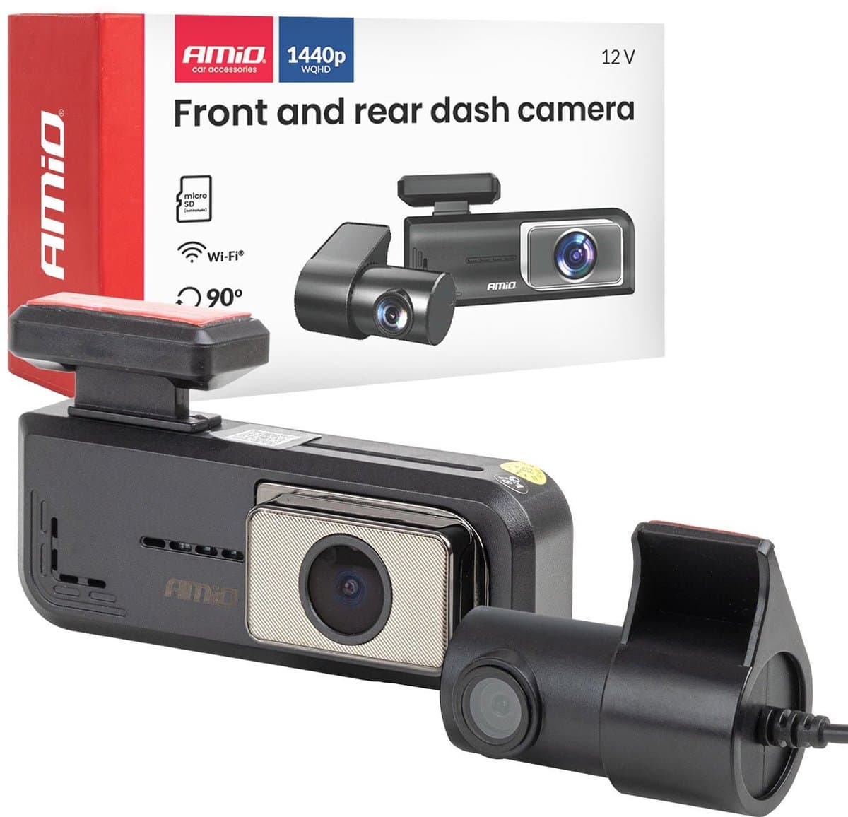AMiO Dashcam Voor en Achter 2K + 1K WLAN – Dual Camera 2560x1440 1080P WiFi – 512GB Ondersteuning – Parking Mode G Sensor Nachtmodus — afbeelding 1