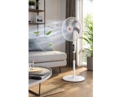Krachtige Ventilator - Staande Ventilator - 45W - 40 CM - Wit - Tafelventilator