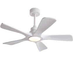 COVREO Plafondventilator met verlichting 42 inch wit, 5 houten bladen, 6 snelheden, afstandsbediening