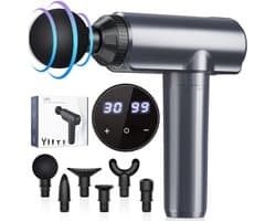 JCP® Massagengun - Massage Gun - Massage Pistool - Grijs - 19cm x 18cm x 6cm