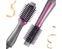 Haarborstel voor haardroger en volume, 1200 W styler met negatieve ionen, anti-kroes, cilinder van titanium keramiek, stijlborstel