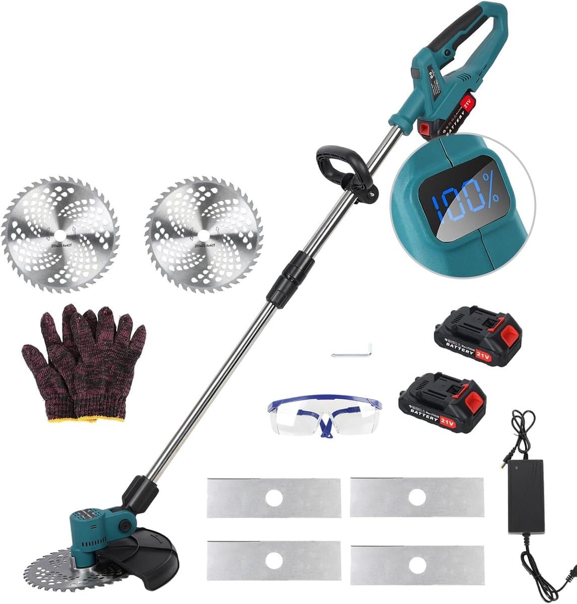 Elektrische Grasmaaier - Draadloze Trimmer - Tuinonderhoud - Borstelloze Motor - 23 cm Snijdiameter - Zwart — afbeelding 1