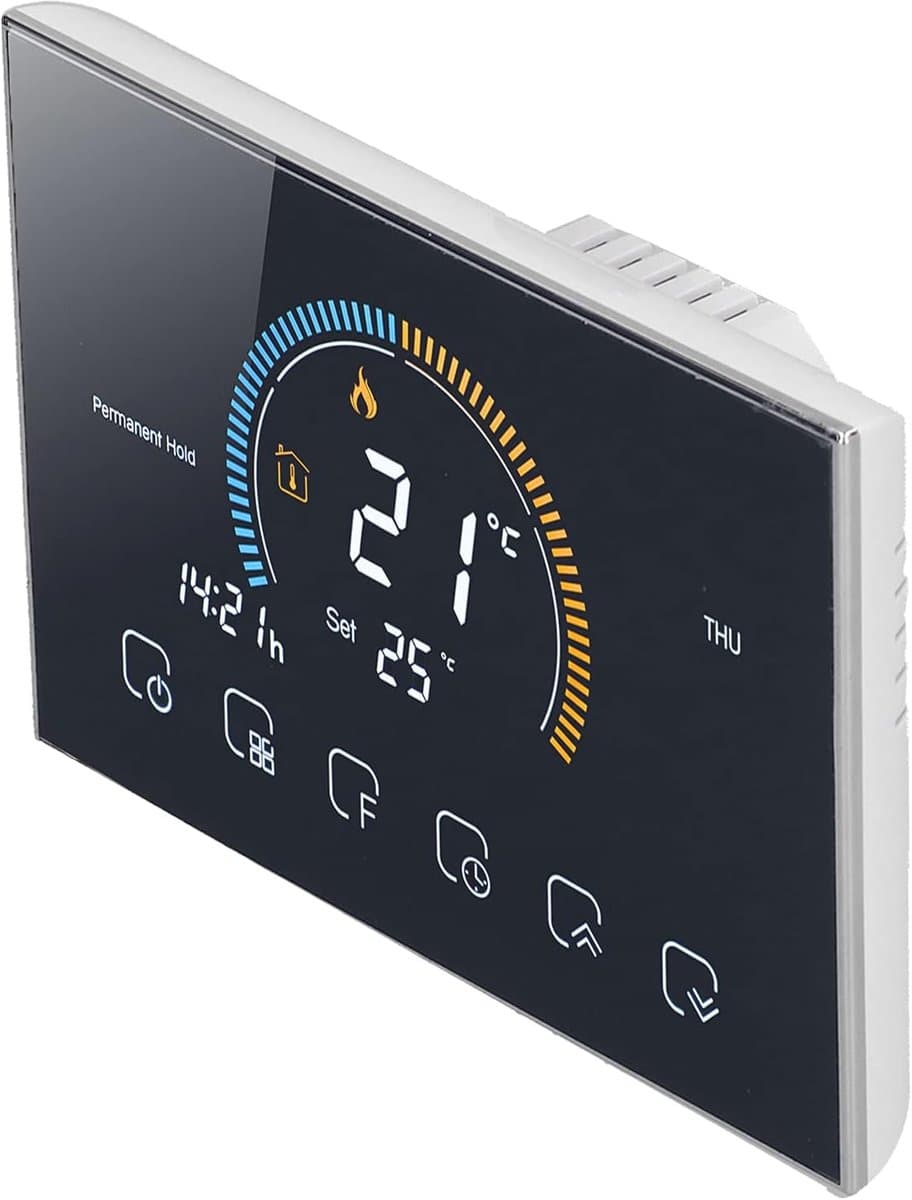 Slimme Thermostaat - Temperatuurregelaar - Comfort Thuis - Touch LCD Scherm - 13x9x4 cm - Zwart — afbeelding 1