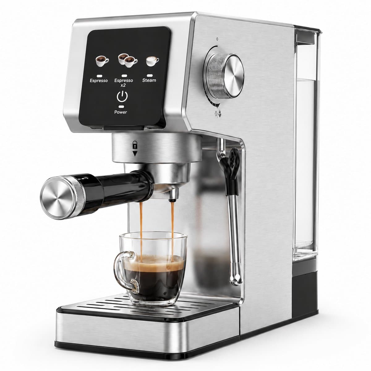 Koffiemachine - Espressomachine - Koffiezetapparaat - Koffiemachine met touchscreen - 20Bar - 1350W - 1.2L watertank - Verschillende Dranken - Zwart — afbeelding 1