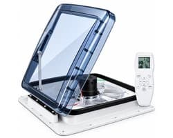 DPLUNIQ Plafondventilator - Camping ventilator - Ventilator plafond - Tent ventilator - 10 Standen - Stil - 40x40cm - 20W - Wit