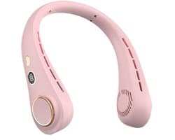 Nekventilator Roze – Draagbare Bladloze Ventilator voor Vrouwen – Handsfree Hals Ventilator met 5 Snelheden en LED Display