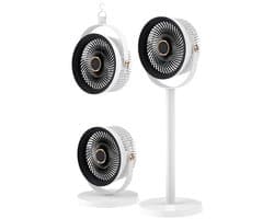 KZQ Statiefventilator - Ventilator Staand - Herlaadbaar - 5 Windsnelheden - 4 Verstelbare Hoogtes - Voor Thuis En Kantoor - Zwart