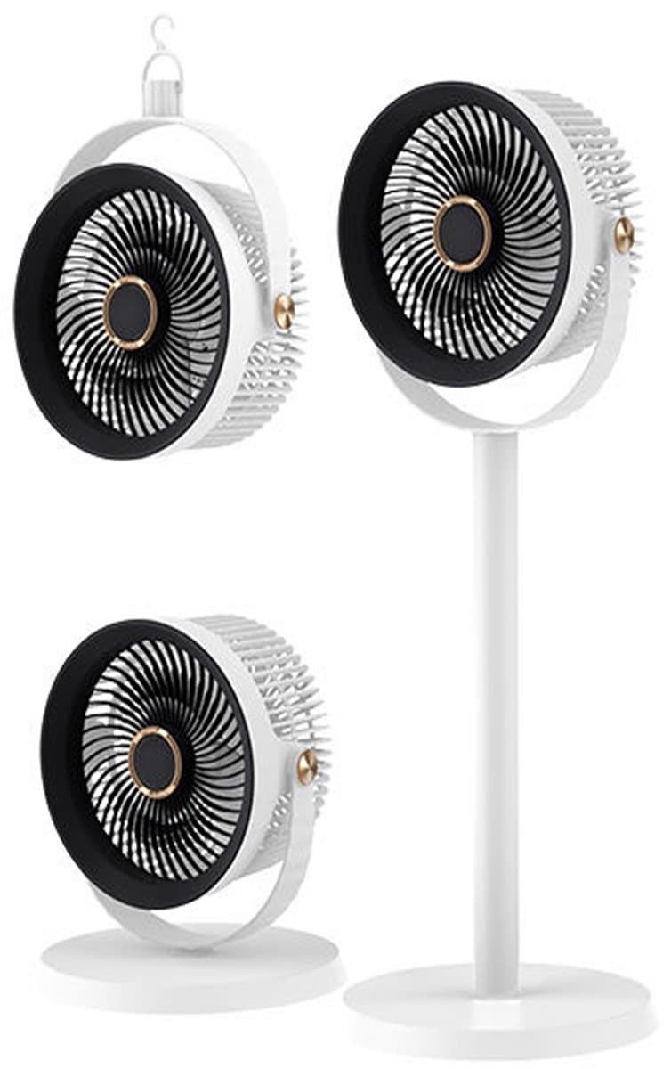 KZQ Statiefventilator - Ventilator Staand - Herlaadbaar - 5 Windsnelheden - 4 Verstelbare Hoogtes - Voor Thuis En Kantoor - Zwart — afbeelding 1