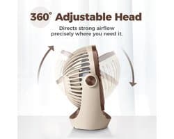 Solvix tafel ventilator geluidloos - USB Desk Fan - Zwart - Krachtige Luchtstroom - Stil in Gebruik - Voor Thuis en Kantoor