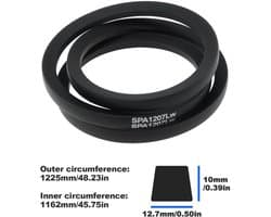 Aandrijfriem Perfecte Pasvorm - Buitenlengte 1225 mm - Binnenlengte 1162 mm - Rubber - Betrouwbare Prestaties - Soepele Werking - Grasmaaier Riem