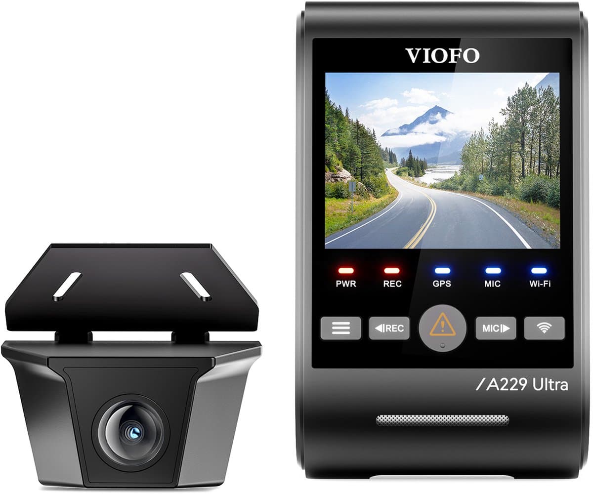 VIOFO A229 Ultra-W 2CH - Dashcam - Dual 4K voor & achter - Sony STARVIS 2 - Waterdichte achtercamera IP67 - GPS & Dual-Band Wifi - HDR Nachtzicht - Parkeermodus met Buffer - Voice Control - USB-C - Tot 512GB microSD — afbeelding 1