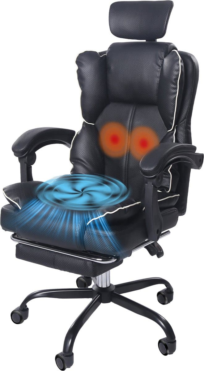 Gotagee Ergonomische Gaming-Stoel – Met Ventilator, Luchtkoeler & Koeling, Geventileerde Zitting, Ligfunctie, Massage, Verstelbare Directiestoel, Zwart — afbeelding 1