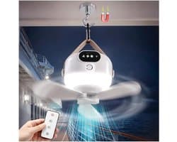 Plafondventilator - Draagbare reisventilator – Snoerloze mini-hangventilator – Stille werking met 3 snelheden – Ontwerp met magnetische haak – Ingebouwd ledlicht – Ideaal voor cruiseschepen, kamperen, tenten en auto's