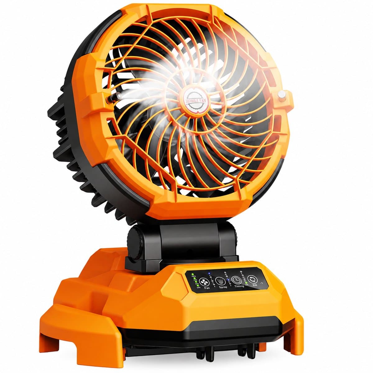 DIMICO - Mobiele Ventilator met Verneveling - Draagbaar - Mistventilator - Nevelventilator - Oranje - 30000mAh - 4 Snelheden — afbeelding 1