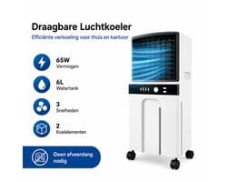Glowstride - Luchtkoeler - airco - Waterkoelventilator - 6L - 65W - Airconditioner 3 Snelheden - mobiele airco
