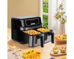 GDE- SmartCook Pro - Dubbele Airfryer XXL - 2 Onafhankelijke Lades - Digitaal Touchscreen - Sync & Match Functie