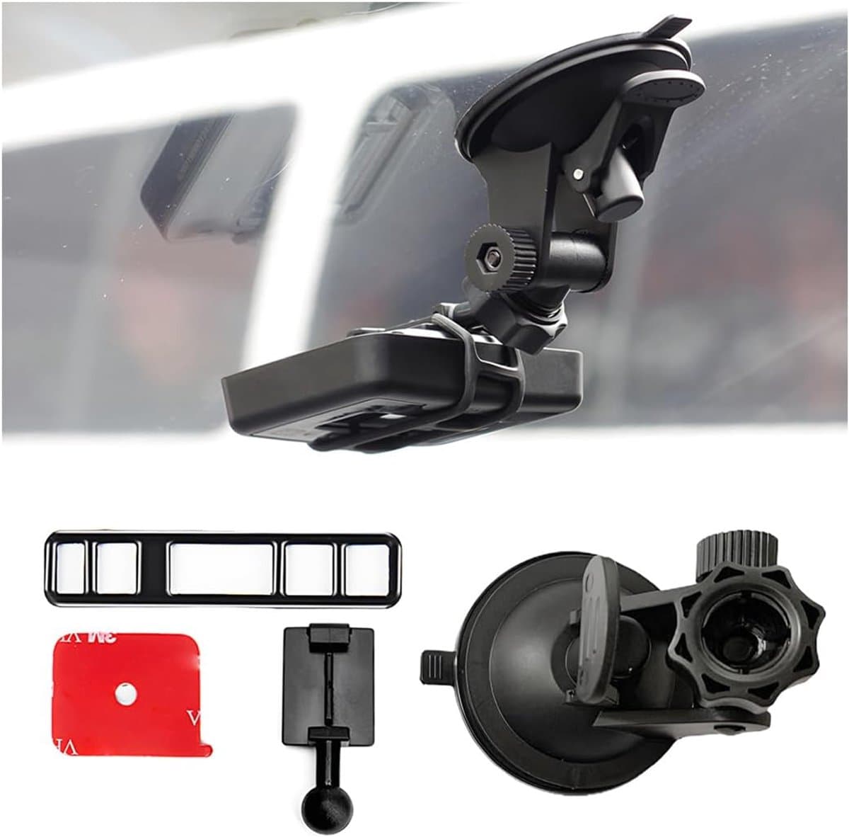 Thijox - Verstelbare Zuignaphouder Auto - Siliconen Dashcamhouder met 360 Graden Hoek - Geschikt voor Autoruiten, DVR-camera, GPS en Camcorders - Zwar — afbeelding 1