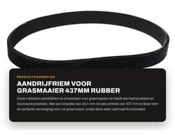 Dailygoods- Aandrijfriem Rubber 16,4mm Breedte - Gesloten Lus - 437mm Omtrek - Compatibel met Spear & Jackson S1334ER - Slijtvast - Duurzaam - Grasmaaier Riem