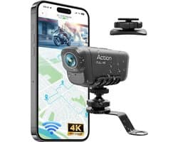 SnelShoppen - Dashcam Motorfiets 4K + 1080P, WiFi Voor- en Achtercamera met GPS, HDR, 6 Uur Batterij, Volledig Waterproof, Nachtzicht, Actiecamera Hel