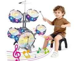 Kinder Drumstel - Speelgoeddrumstel - licht en geluid - 30° kantelhoek - Muzikaal Speelgoed - voor muziekonderwijs en peuters - Jongens en Meisjes