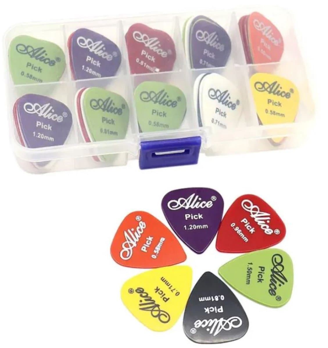 60x Plectrums - Gitaar plectrum set - Guitar picks - Plectra - Gitaar accessoires - Plektrums - Picks voor gitaar - 6 diktes - Kleurenmix - Muziek accessoires - Gitaarspelen - Gitarist - Jonyx — afbeelding 1