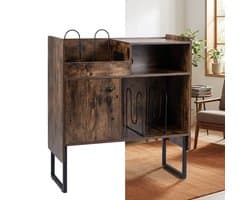 Platenspelermeubel - LP-kast - Platenspelerkast - Draaitafelstandaard - Platenspelerstandaard - Vintage Displayplank - Rustiek Bruin & Zwart