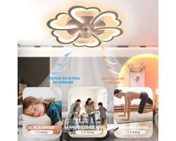 Plafondventilator met Lamp - Verlichte Ventilator - Kamers Koelen Verlichten - Stille Motor APP Bediening - 68 cm Diameter - Wit