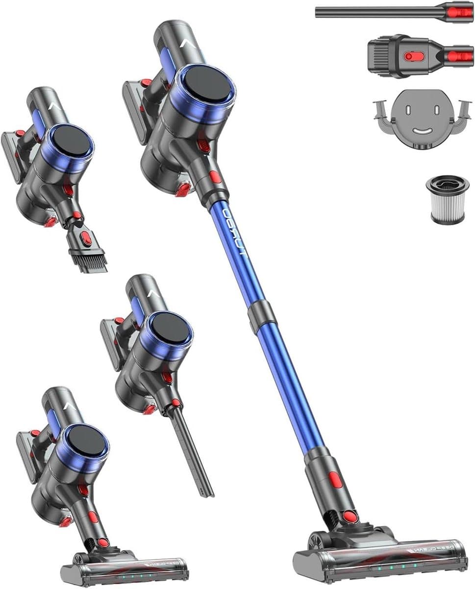 Draadloze Stofzuiger - Steelstofzuiger Kruimeldief - Huis Reinigen - V-vormige anti-klittenborstel - 70 min batterijduur - Blauw — afbeelding 1