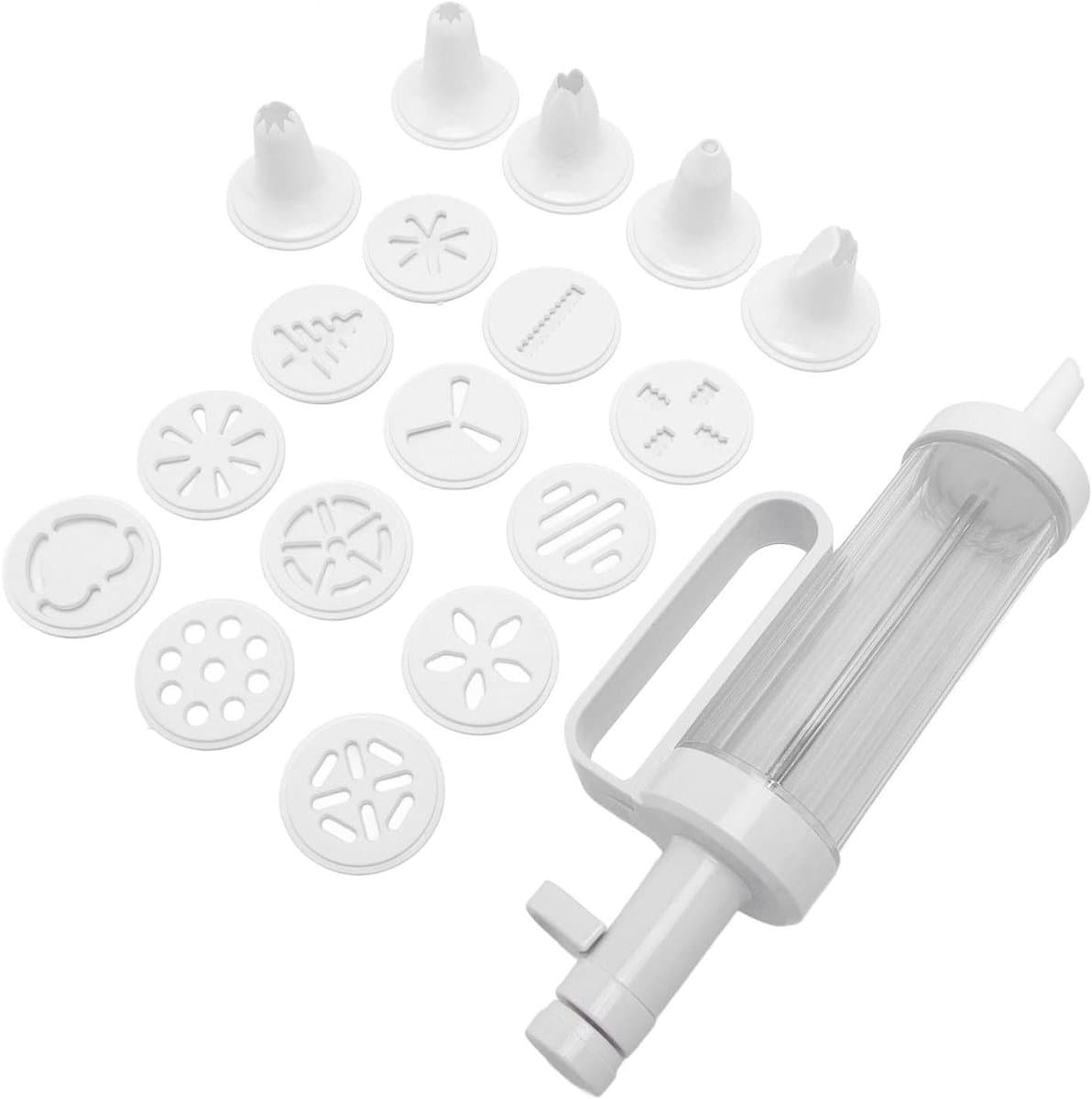 Koekjespers Set - Bakvorm Gereedschap - Koekjes Decoreren - Veelzijdige Mondstukken - 27 cm - Wit — afbeelding 1