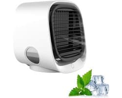 Draagbare Air Cooler - Ventilator Luchtkoeler - Persoonlijke Verkoeling - Met Nachtlampje - 16x15x14cm - Blauw