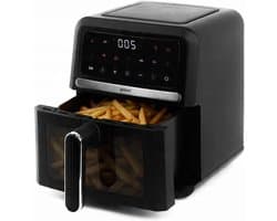 Heteluchtfriteuse - Airfryer Zonder Olie - Gezond Frituren - Kijkvenster met Verlichting - 5 Liter - Zwart