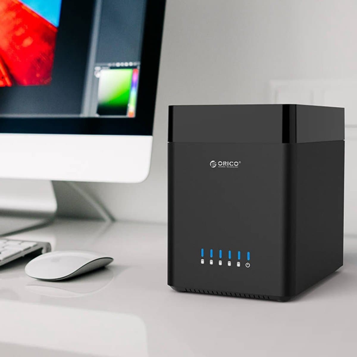 Let op type!! ORICO DS500C3 3 5-inch 5 Bay magnetische-type USB-C / Type-C Hard Drive behuizing met blauwe LED-Indicator — afbeelding 1