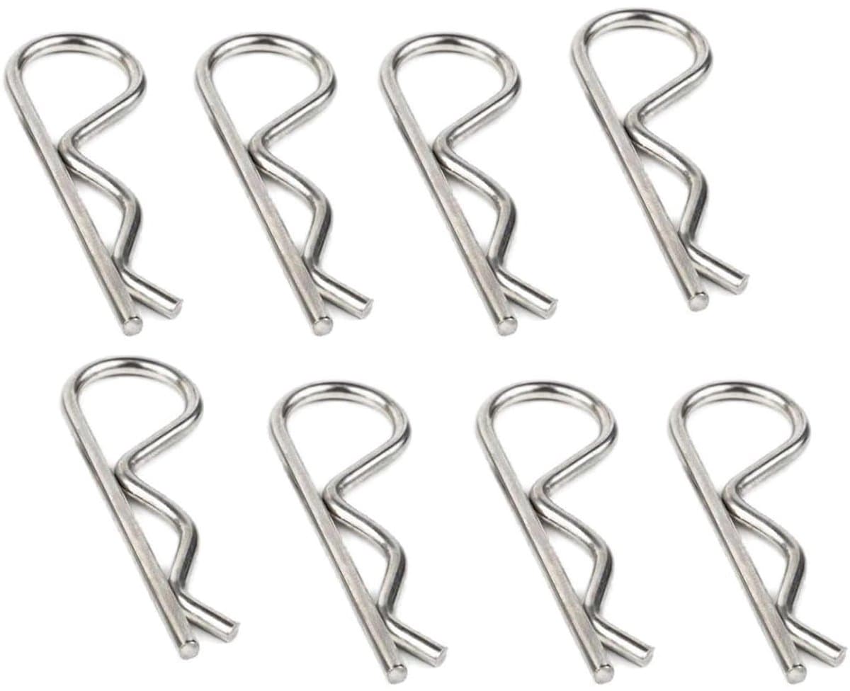 SnelShoppen - R-Clippen 8 Stuks 304 RVS 3.5x75mm voor Grasmaaier | Veiligheidsclips en Vergrendelingspinnen voor Trailer, Tuinmachines, Tractor, Auto, — afbeelding 1