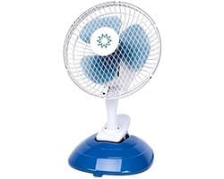 House Of Atelier - Tafelventilator - Draagbare Ventilator - Stille Werking - 2 Snelheden - Blauwe Bladen - Wit/Blauw