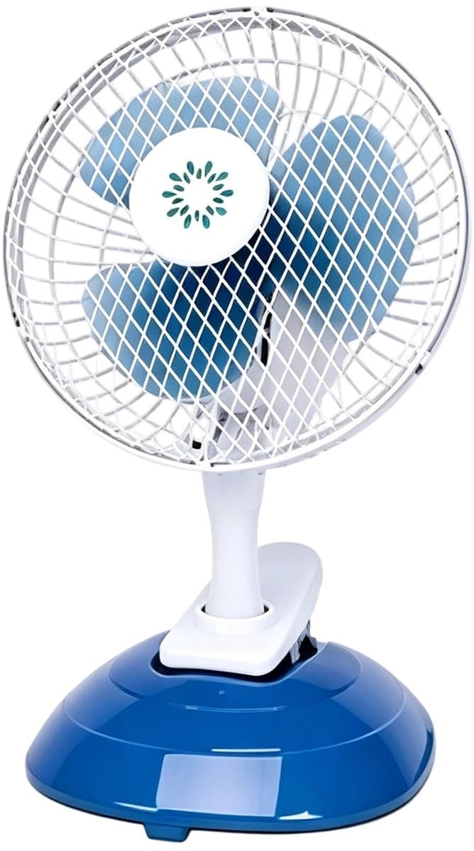 House Of Atelier - Tafelventilator - Draagbare Ventilator - Stille Werking - 2 Snelheden - Blauwe Bladen - Wit/Blauw — afbeelding 1