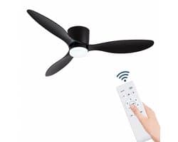 Rolu Plafondventilator – Plafond Ventilator Met Verlichting – Tot 25m2 - 6 Snelheden – Inclusief LED Verlichting – Afstandsbediening