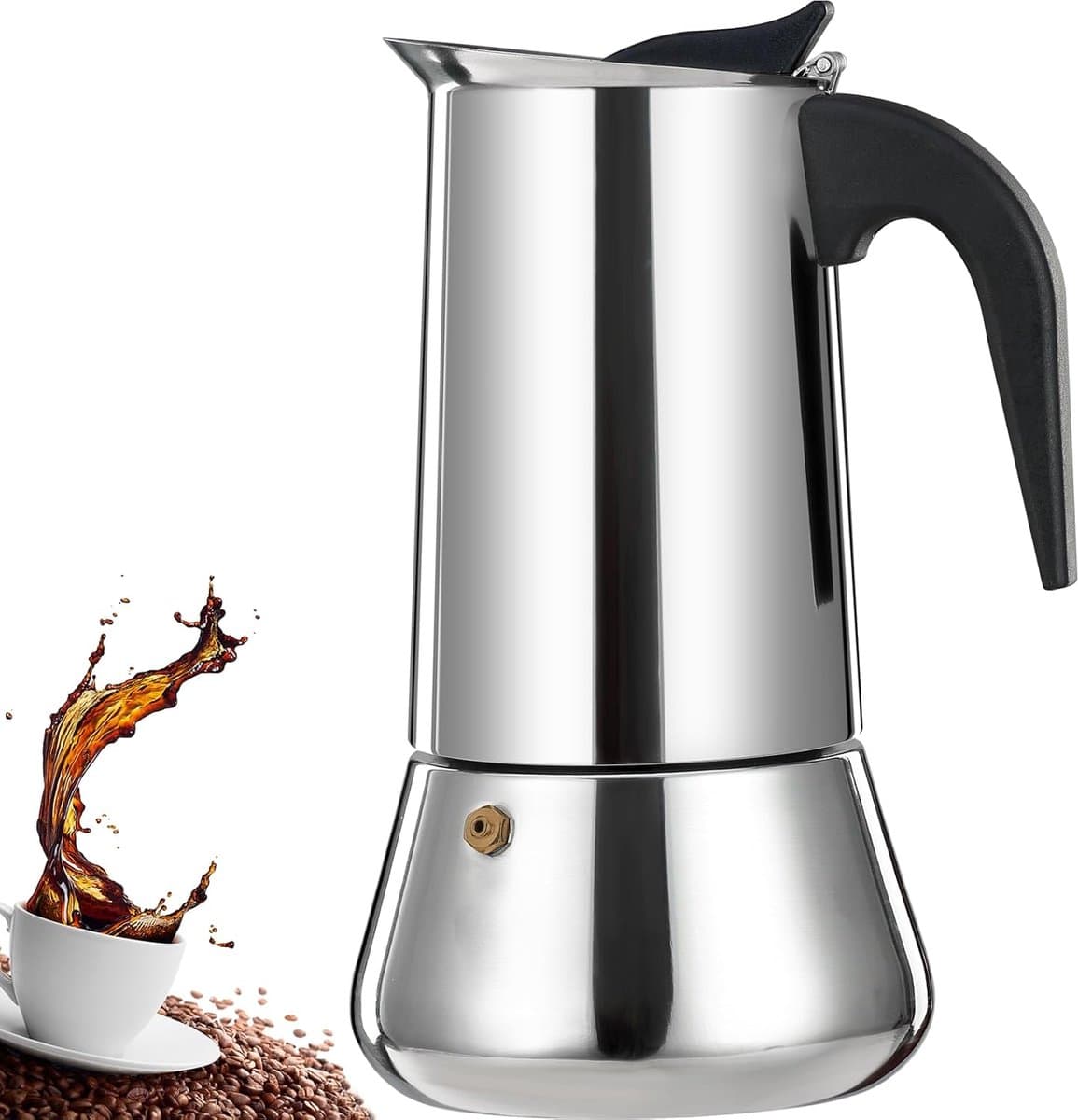 12 Cup Stovetop Espresso Maker Stainless Steel Moka Pot Espresso Maker Percolator Italian Coffee Maker Capable Mocha Coffee Machine Cafe Classic Maker for Home & Camping 600ml 20oz — afbeelding 1