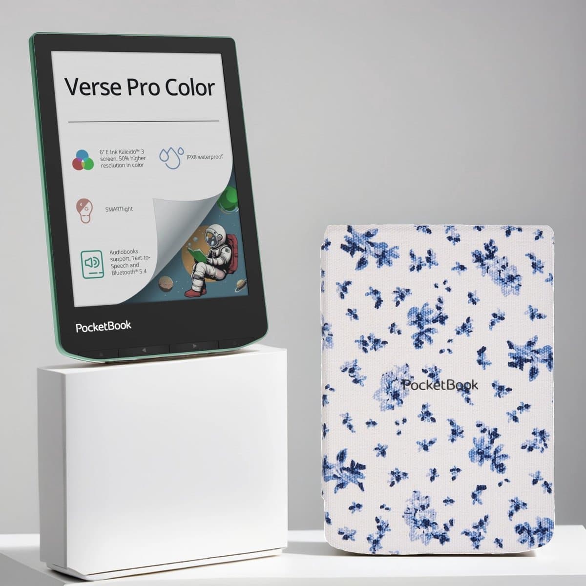 PocketBook Verse Pro Color e-reader Sage Glow – 6 inch – 16 GB – waterdicht + Bloemen hoesje – voordeelbundel — afbeelding 1