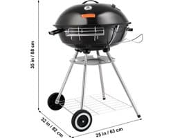 MS® - Barbecue op poten - Met wielen - BBQ grill - Houtskoolgrill met deksel - Met handgreep - Met thermometer - 63 x 82 x 88 cm