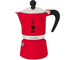 Bialetti Rainbow Percolator 1 Kops Rood – Italiaanse Espressopot – Aluminium Koffiezetter – Moka Pot voor 1 Kopje Espresso
