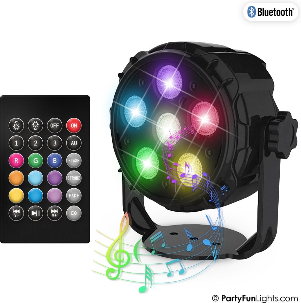 PartyFunLights - 6 LED - PAR - Disco Lamp - Party Speaker - USB - met afstandsbediening — afbeelding 1