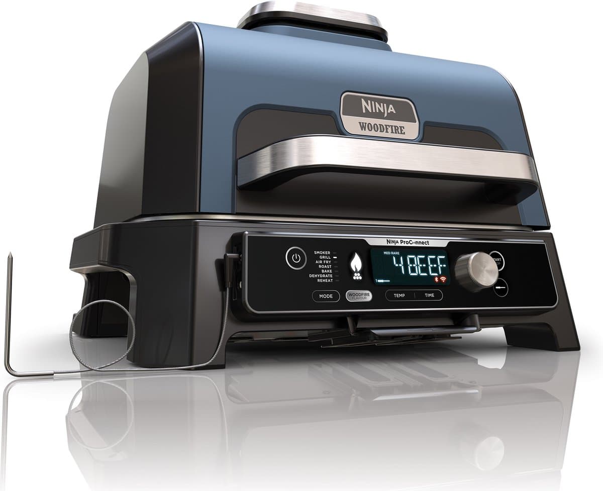 Ninja Woodfire Pro Connect XL - 7-in-1 Elektrische Smart BBQ Grill en Smoker - Inclusief Digitale Braadthermometer - Connect App - OG901EU — afbeelding 1