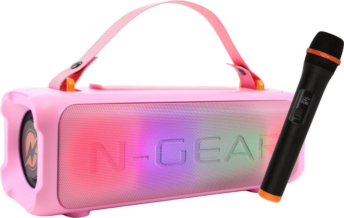 N-Gear Blazooka 703P - Bluetooth Speaker - Karaoke Set - Party Box met Microfoon - Roze — afbeelding 1