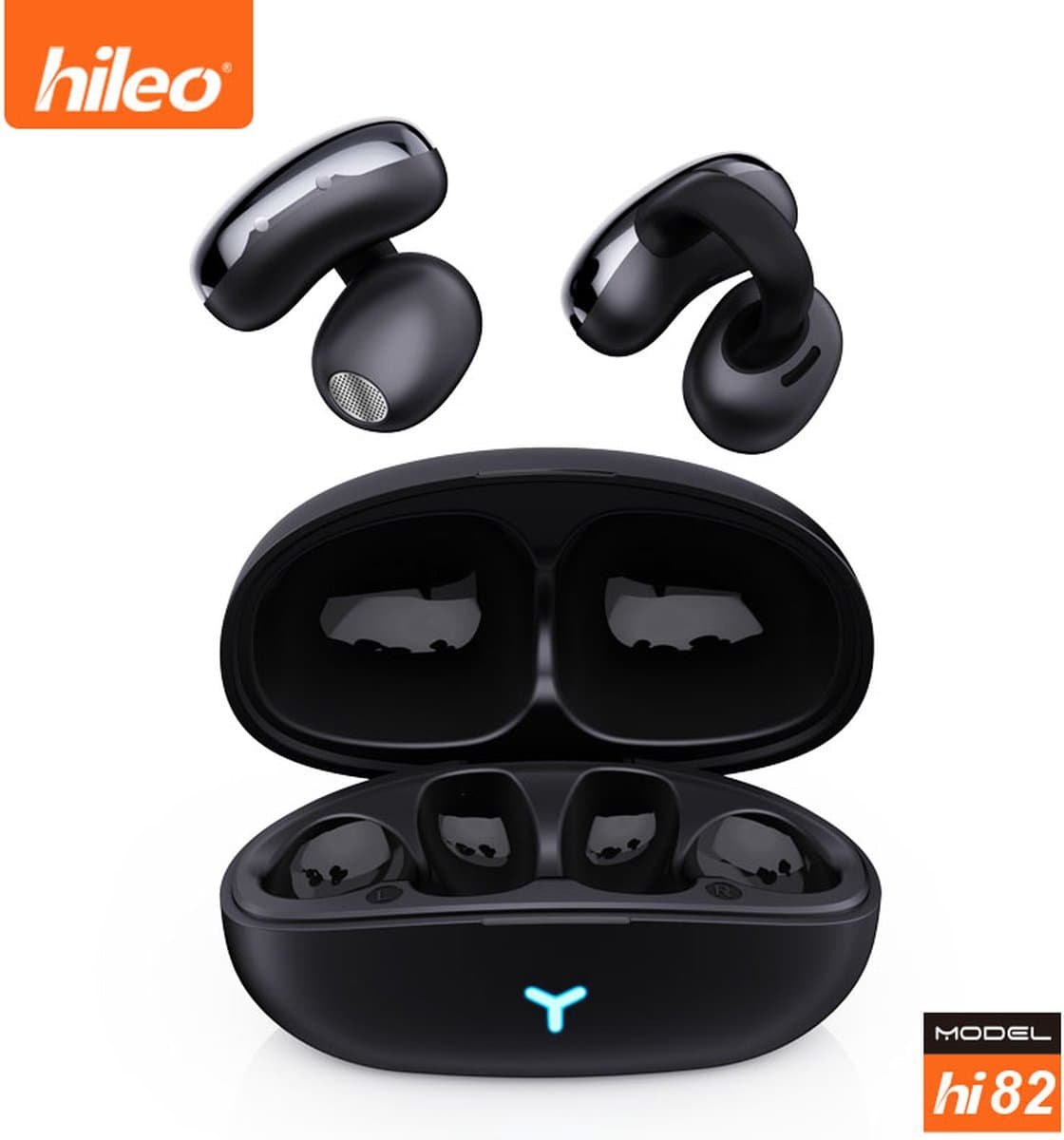 hileo hi82 - Draadloze Oordopjes met Oplaadcase – Zwart - Ear clip Air Conduction - Sport - Open-Ear - Bluetooth V5.3 – Draadloze oortjes – Geschikt voor IOS/Android — afbeelding 1