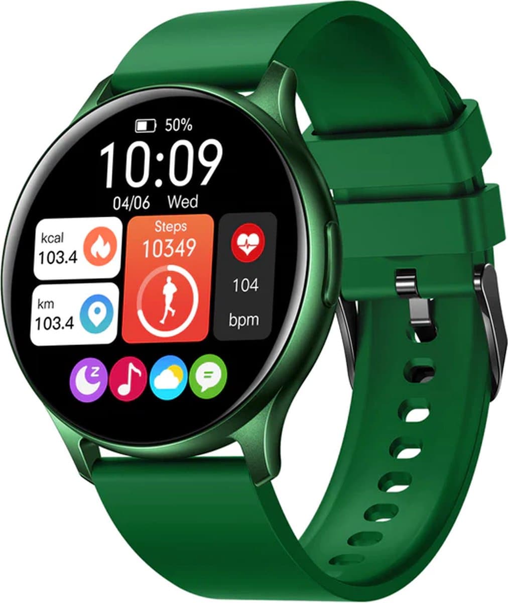 Valante ProXena Smartwatch - Smartwatch Dames en Heren - Groen - 44 mm - Stappenteller - Hartslagmeter - Saturatiemeter - Bellen via Bluetooth — afbeelding 1