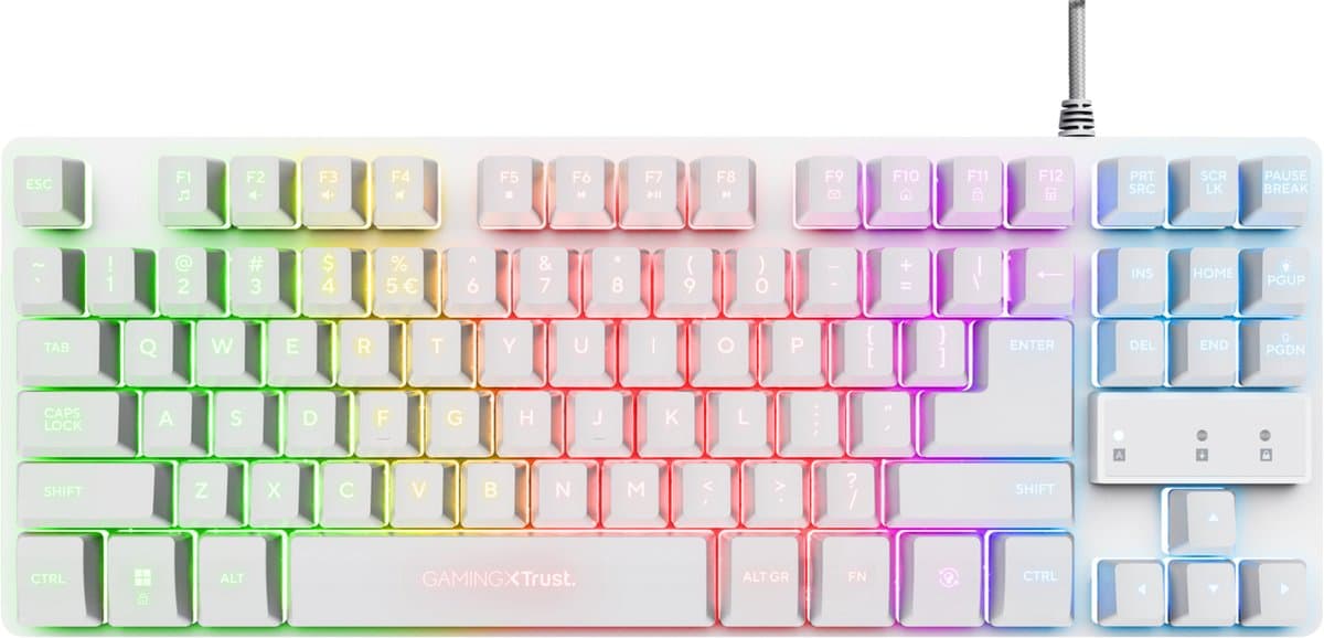 Trust GXT 833W Thado - Gaming Keyboard - TKL (tenkeyless) - Verlichting - PC/PS5 - Qwerty - Wit — afbeelding 1