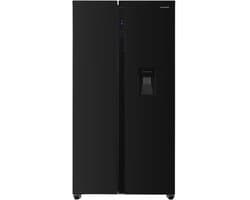 Heinner HSBS-H439NFBKWDE++ Amerikaanse Side-by-Side Koelkast met Waterdispenser – 439 L – Full No Frost – LED Touch Display – Smart Eco Functie – Zwart – 5 Jaar Garantie