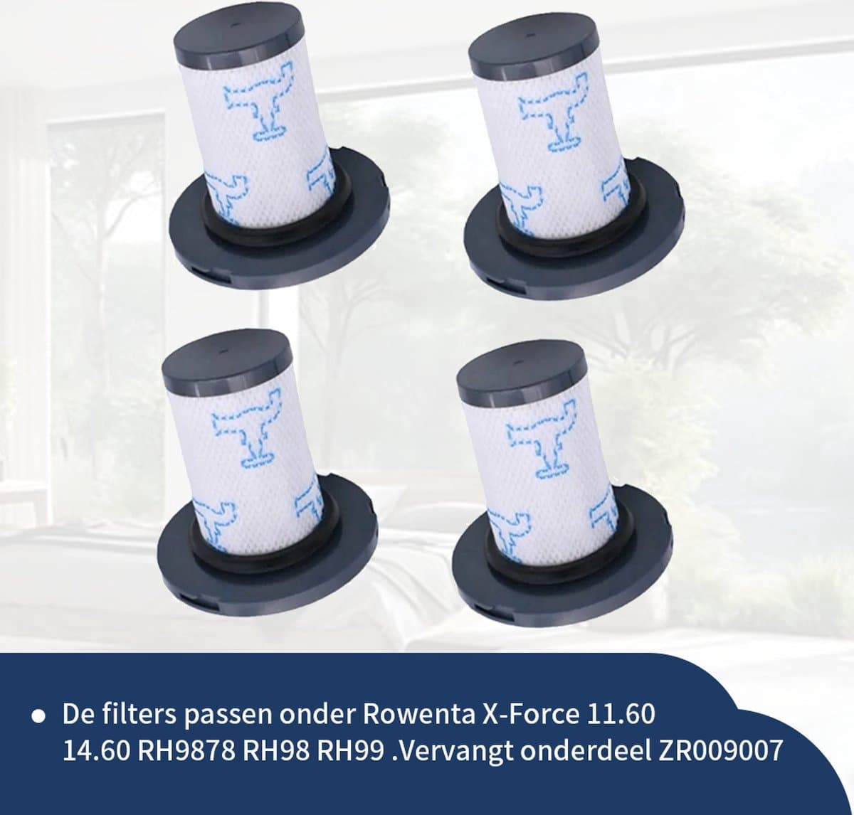Replacements® Filters geschikt voor Rowenta - Tefal- ZR009007 - 4 stuks — afbeelding 1
