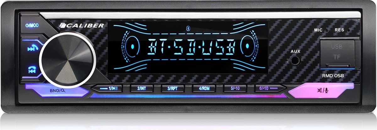 Caliber Autoradio - Autoradio met Bluetooth - 4 x 100W - 1 din - Multicolour Display - Handsfree bellen - FM Radio - USB Oplaadpoort — afbeelding 1